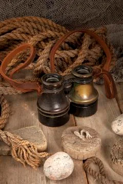 Antique binoculars Stock Photos