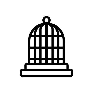 Antique bird cage icon vector outline illustration Stock Illustration