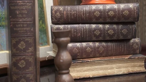 Antique Books Stock Footage 98100344