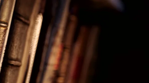 Antique books in a library Stock Footage 58507222