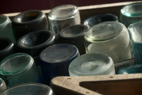 Antique bottle bottoms Stock Photos