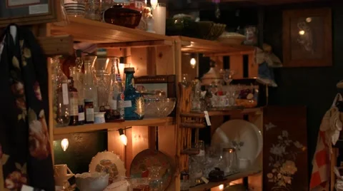 Antique Bottles on Shelf Stock Footage 51868016