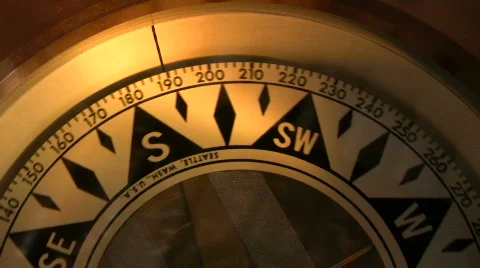 Antique brass compass Stock Footage