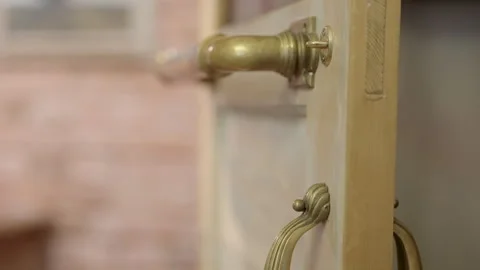 Antique Brass Tap in Soft Focus Background Stock Footage 263374646
