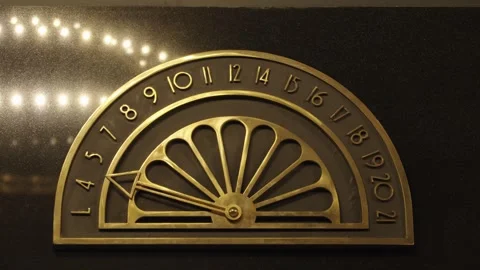 Antique bronze dial indicator for the movement of the elevator Stock Footage 293677699
