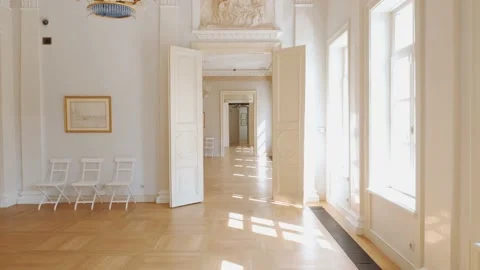 Antique building interior of classic hall with curved ornament luxurious Stock Footage 211676797