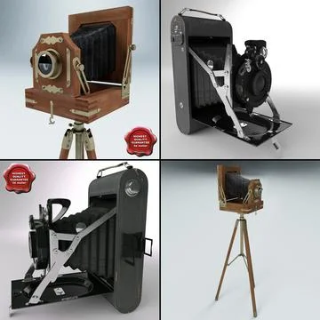 Antique Cameras Collection V1 3D Model