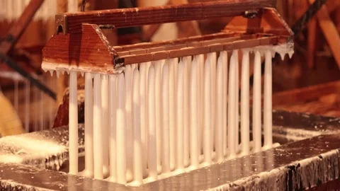 Antique Candle Making Machine in Action Stock Footage 296784830