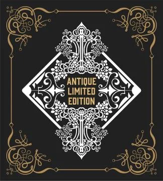 Antique card with old frame Stock Illustration