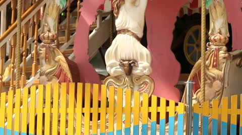 Antique carousel in shopping center Stockbeeldmateriaal 24603765
