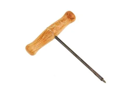 Antique carpenter wood hand tool isolated on a white background Stock Photos