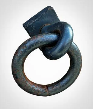 Antique cast iron ring mount from an old sailing ship showcasing maritime c.. Stockfoto's