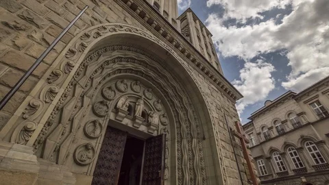 Antique cathedral motion timelapse with clouds movement Stock Footage 101728620