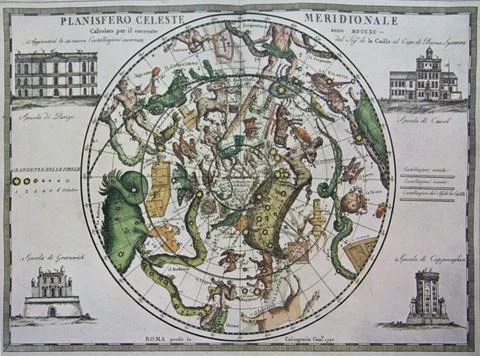 Antique celestial map of the southern hemisphere Fotos de archivo