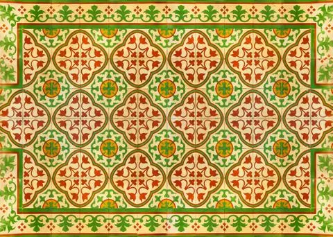 Antique ceramic mosaic pattern, Tile background, Texture floor Stock Illustration