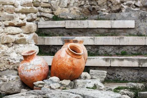 Antique ceramic pots Stock Photos