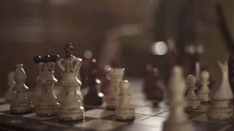 Antique chess in close up slow motion Stock Footage 71348909
