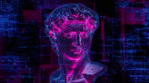 Antique classics in the age of artificial intelligence, computer graphics Stock Footage 285759730