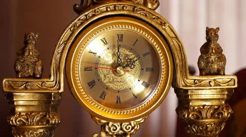 Antique clock  2:00 Stock Footage 20589370