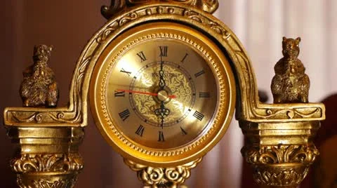 Antique clock  6:00 Stock Footage 20589467