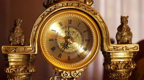 Antique clock  7:00 Stock Footage 20589550
