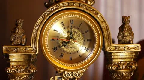 Antique clock  8:00 Stock Footage 20589557
