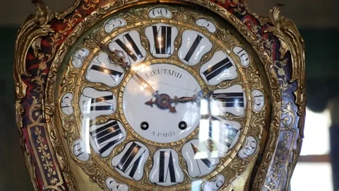 Antique clock dial close-up. Antique Boulle Clocks Stock Footage 151995616