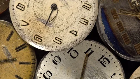 Antique clock dial close-up. Vintage pocket watch. Stock Footage 74716841