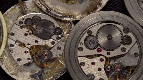 Antique clock dial close-up. Vintage pocket watch. Stock-Footage 74794367