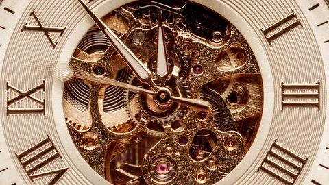 Antique clock dial close-up. Vintage pocket watch. Stock Footage