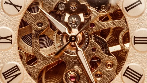 Antique clock dial close-up. Vintage pocket watch. Stock Footage