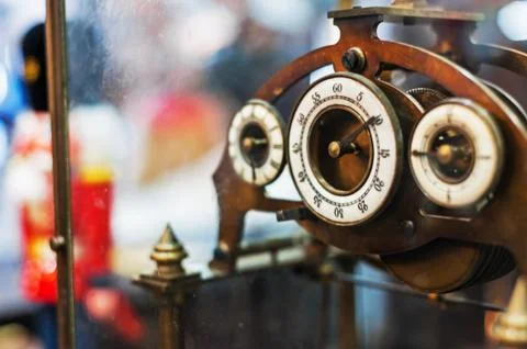 Antique clock old time passing . Stock Photos