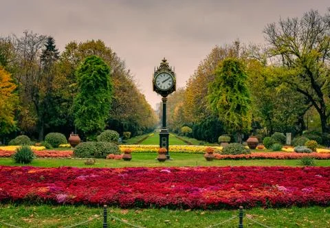 Antique clock in the park. Stock Photos