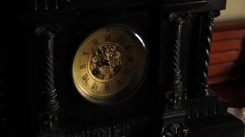 Antique clock on table Stock Footage 51529035