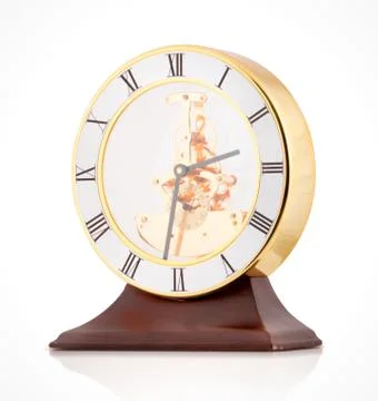 Antique clock  on white background. Stock Photos