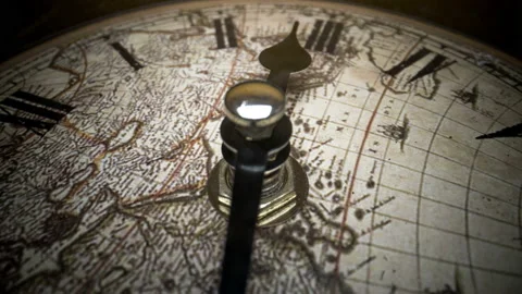 Antique clock with world map running time lapse 4k  Stock Footage 130620502