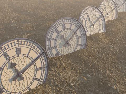 Antique Clocks In The Desert Stock Illustration