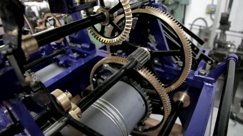 Antique Clockwork Mechanism with Brass Gears in Workshop 스톡 동영상 345754448