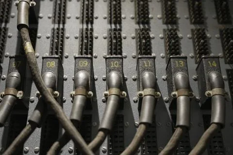Antique Code Cracking Equipment - Tight Shot of Cryptological Machine Stockfoto's