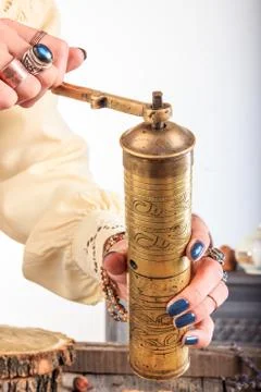 Antique coffee grinder Stock Photos