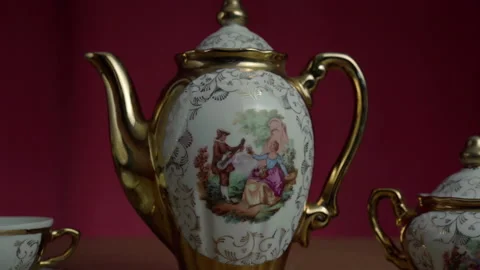 Antique coffee set in retro style.3 Stock Footage 170900561