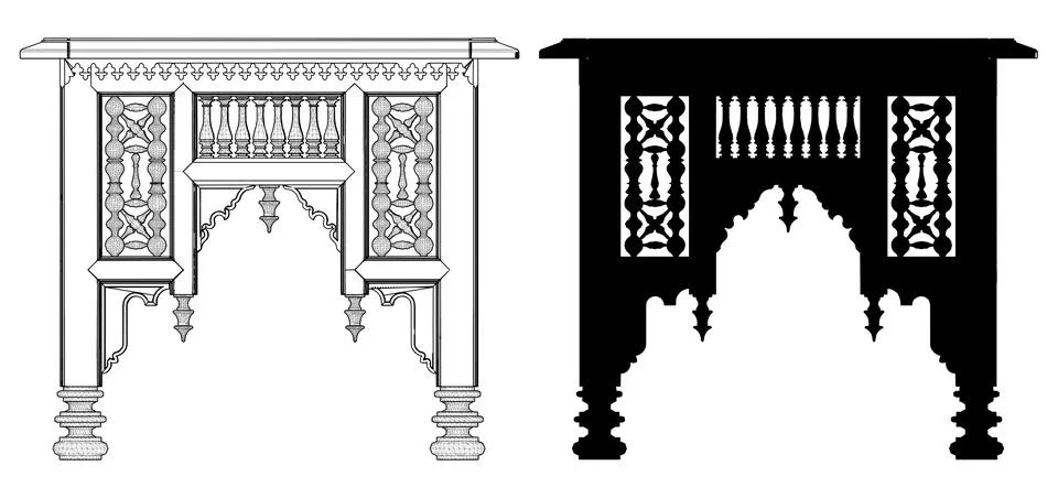 Antique Coffee Table Vector. Stock Illustration