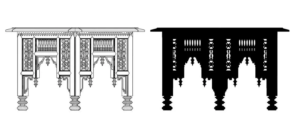 Antique Coffee Table Vector. 스톡 일러스트