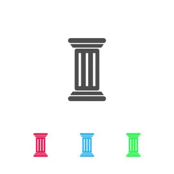 Antique Column icon flat Stock Illustration