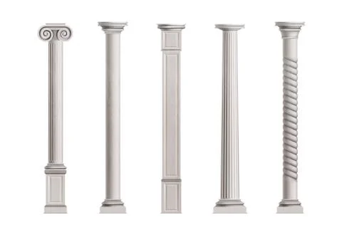 Antique columns 3d realistic vector collection Stock Illustration