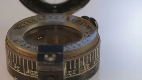 Antique compass on white background 스톡 동영상 71632470