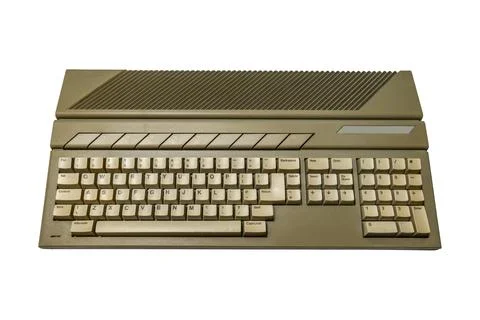 Antique computer from the 1990s on a white background, Stock Photos