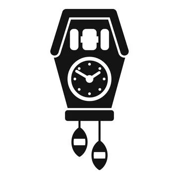 Antique cuckoo clock measuring time with pendulum swinging Stock Illustration