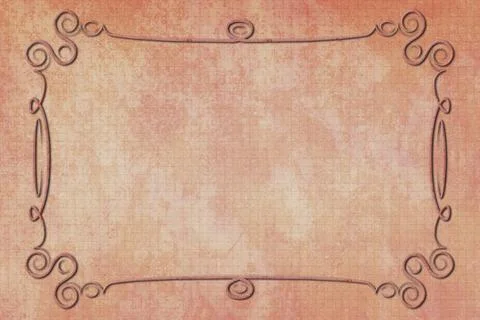 An antique decorative frame with a background with texture. Pink, orange and Stock Illustration