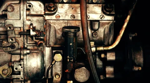 Antique Diesel Engine. Stock-Footage 61364492